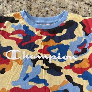 Champion Shirt Boys Large Short Sleeve Blue Camo Tee.‎ 4223